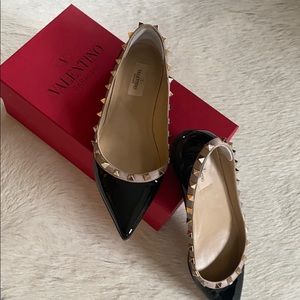 Valentino Rockstud Patent Ballet Flats 38 1/2